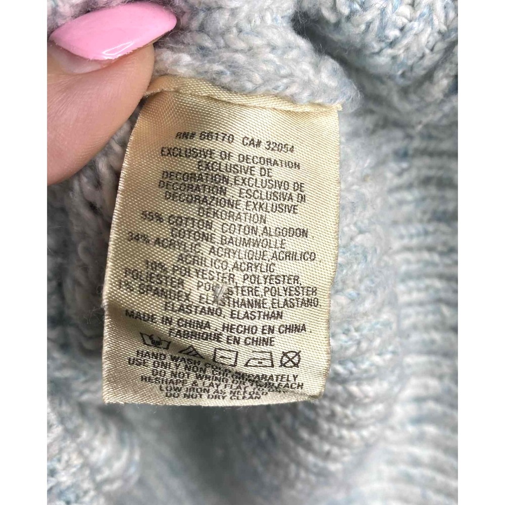 Anthropologie Sleeping On Snow Rhinestone Light Blue Knit Sweater Size small - Picture 6 of 7